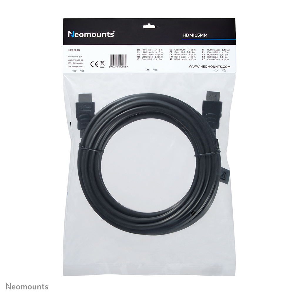 Neomounts HDMI15MM HDMI Kabel - 5 Meter